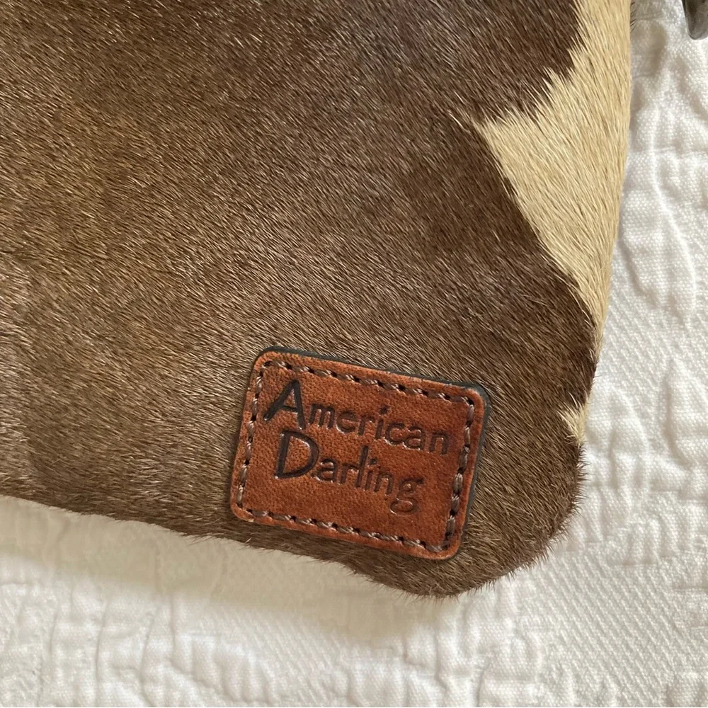 American Darling small crossbody purse topped leather calf hair western boho - Picture 6 of 16
